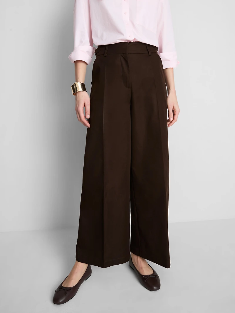 Wide Leg Pleated Belt Detail Pants