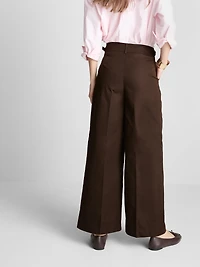 Wide Leg Pleated Belt Detail Pants
