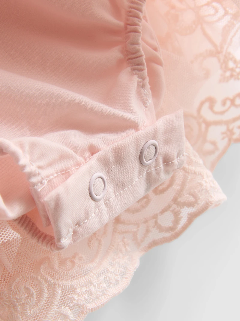 0-18mths | The Edit Lace Ruffle Newborn Smock Dress