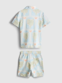 1.5-8yrs | Printed Textured Shirt and Shorts Set