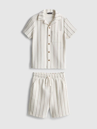 1.5-8yrs | Stripe Knit Shirt and Shorts Set
