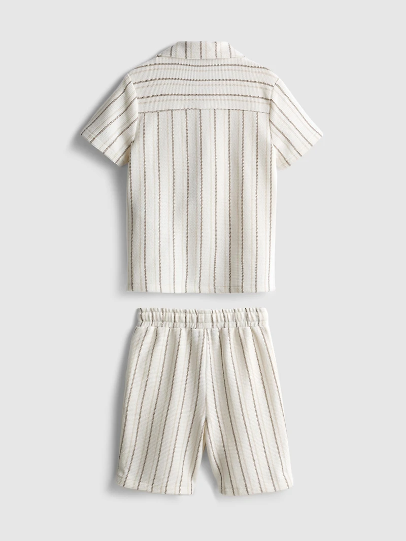 1.5-8yrs | Stripe Knit Shirt and Shorts Set