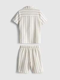 1.5-8yrs | Stripe Knit Shirt and Shorts Set