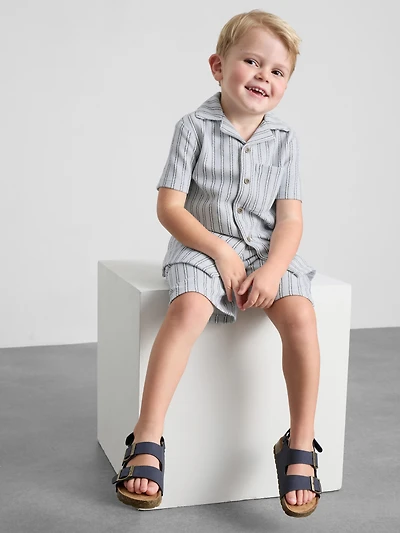 1.5-8yrs | Stripe Knit Shirt and Shorts Set