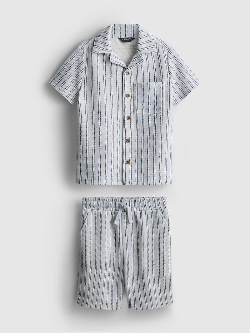 1.5-8yrs | Stripe Knit Shirt and Shorts Set