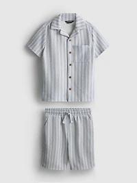 1.5-8yrs | Stripe Knit Shirt and Shorts Set