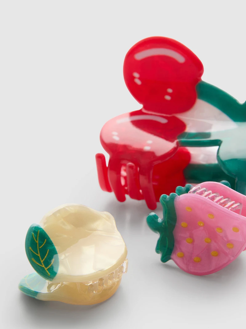 3pk Fruit Claw Clips