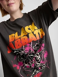 Oversized Black Sabbath Lace Trim Band Tee