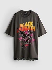 Oversized Black Sabbath Lace Trim Band Tee