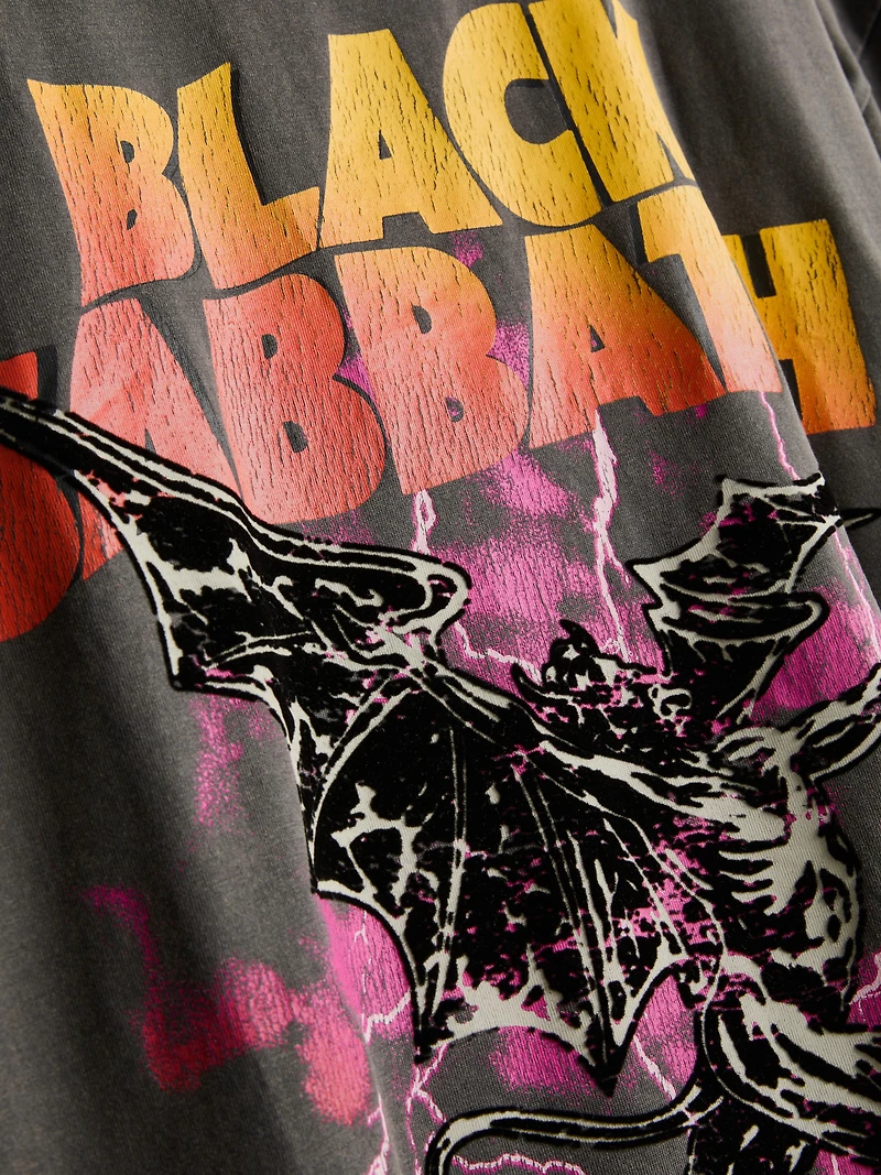 Oversized Black Sabbath Lace Trim Band Tee