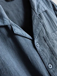 7-15yrs | Textured Short-Sleeve Button-Up Shirt And Shorts Set