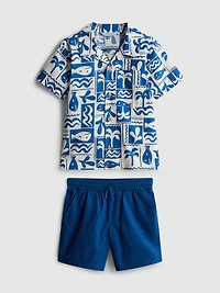 1.5-8yrs | Slub Cotton Shirt and Shorts Set