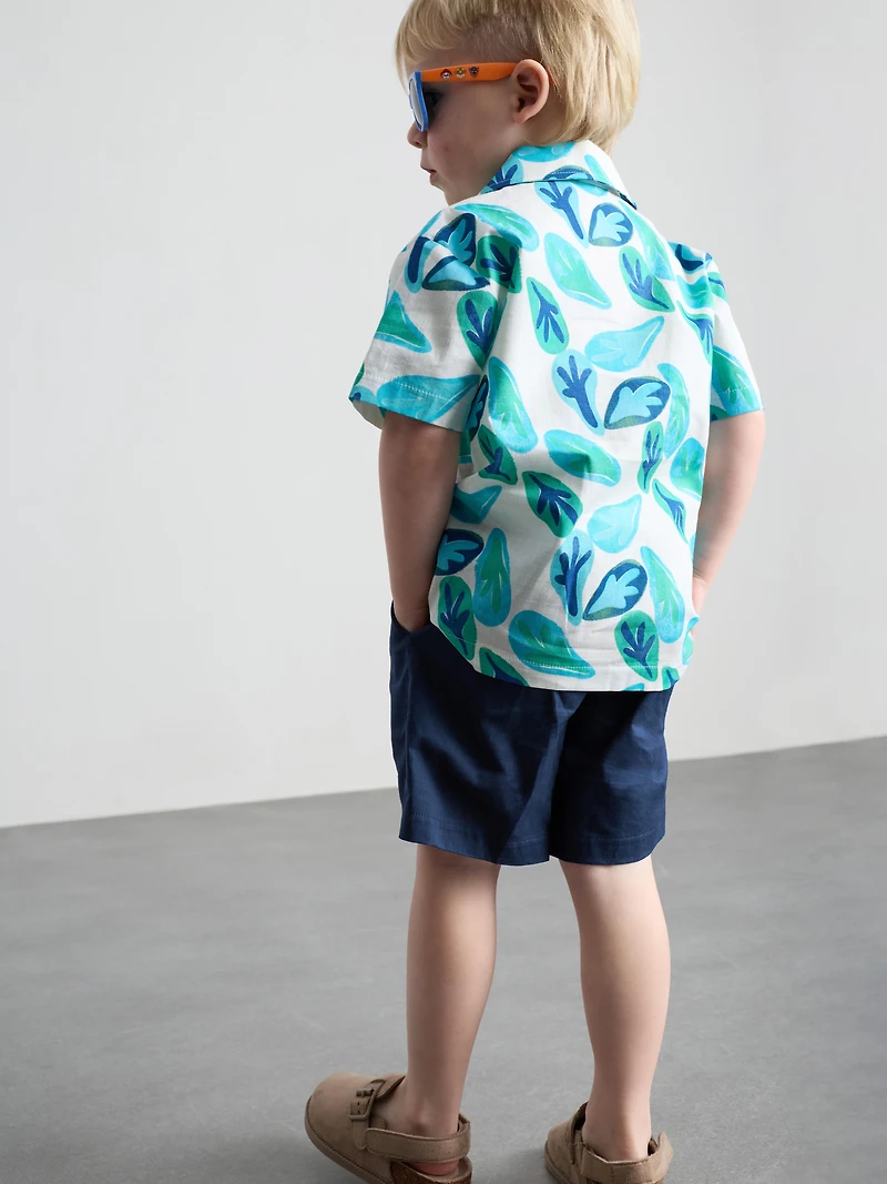 1.5-8yrs | Slub Cotton Shirt and Shorts Set