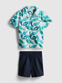 1.5-8yrs | Slub Cotton Shirt and Shorts Set