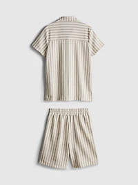 7-15yrs | Stripe Knit Shirt and Shorts Set
