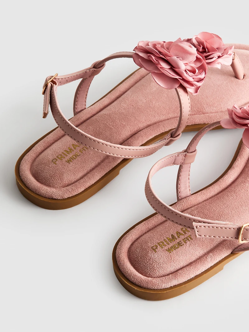 Wide Fit Floral Appliqué Sandals