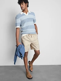 Linen Blend Drawstring Shorts