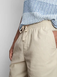 Linen Blend Drawstring Shorts