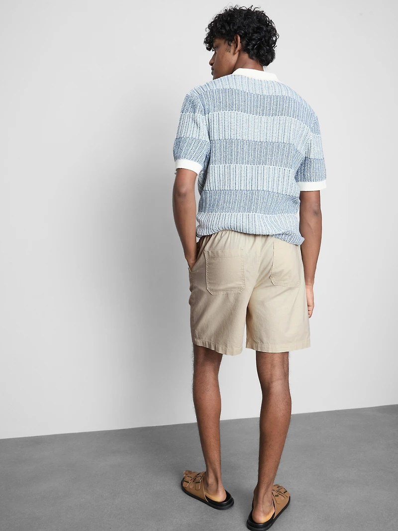 Linen Blend Drawstring Shorts