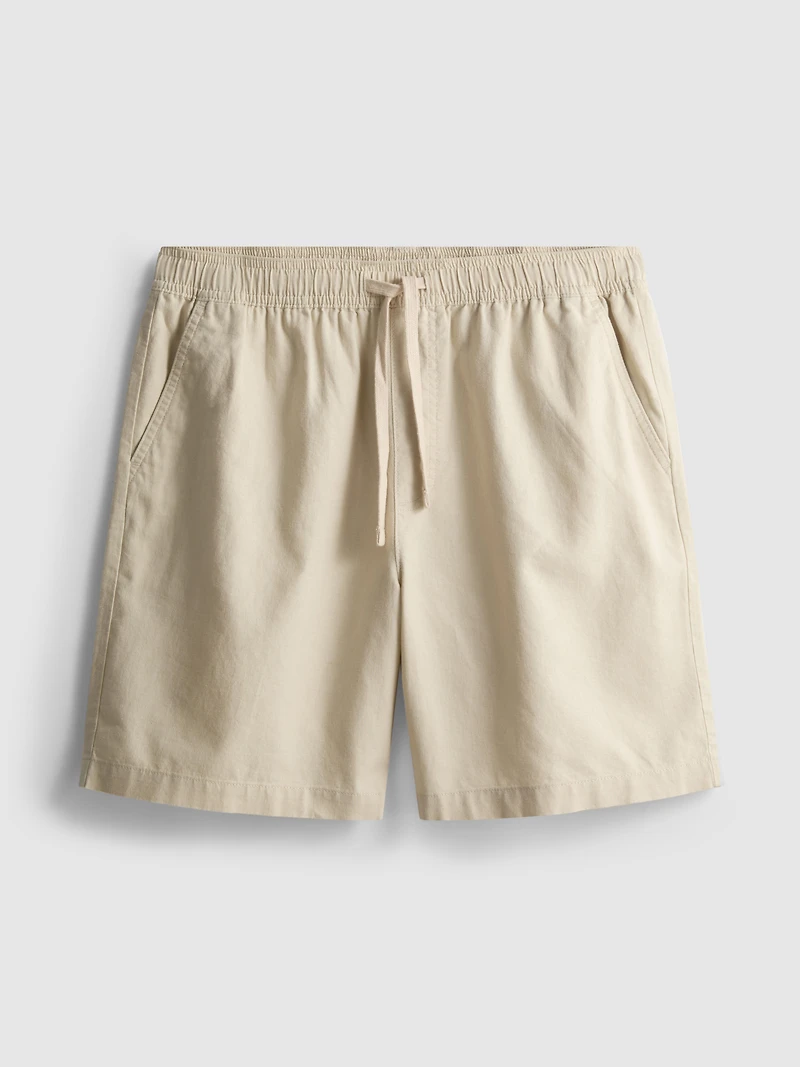 Linen Blend Drawstring Shorts