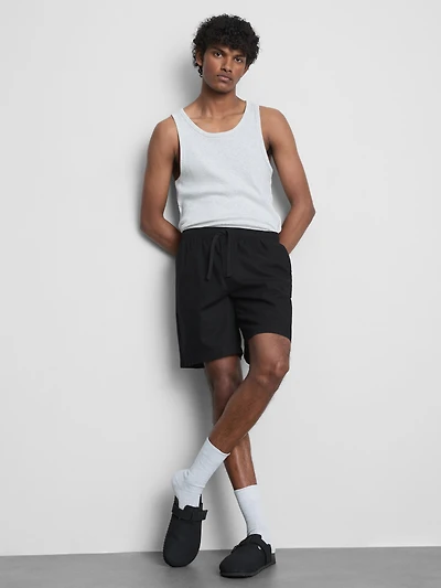 Linen Blend Drawstring Shorts