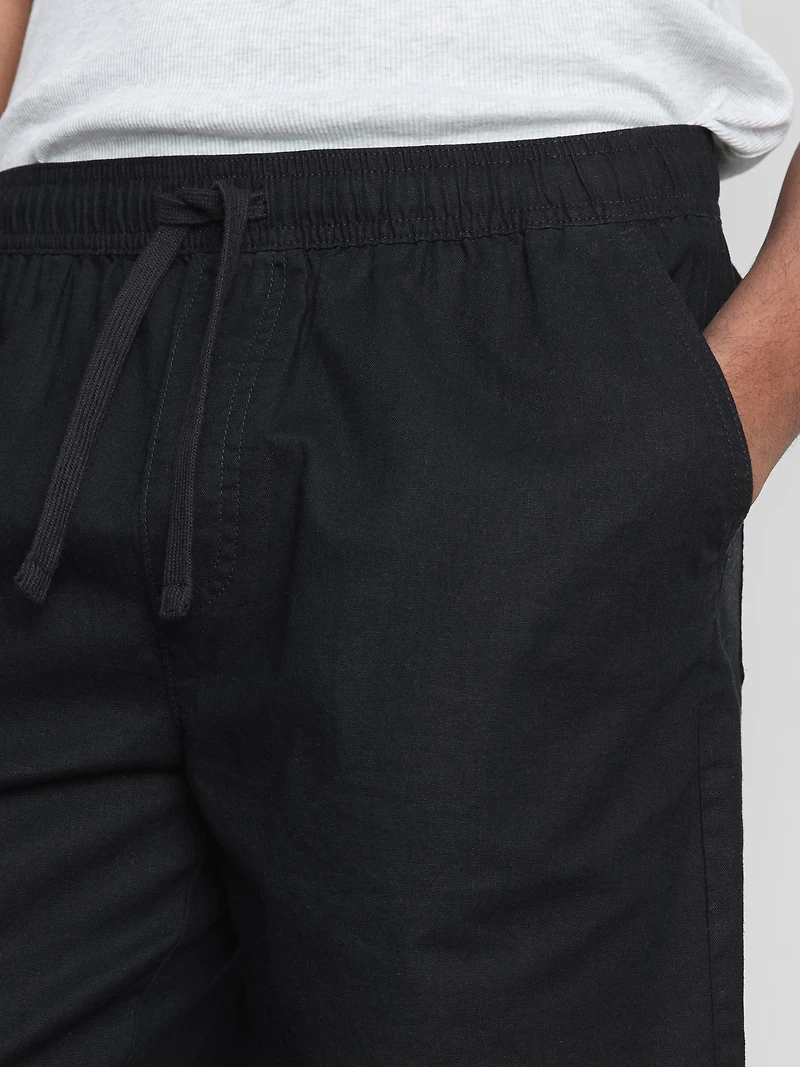 Linen Blend Drawstring Shorts