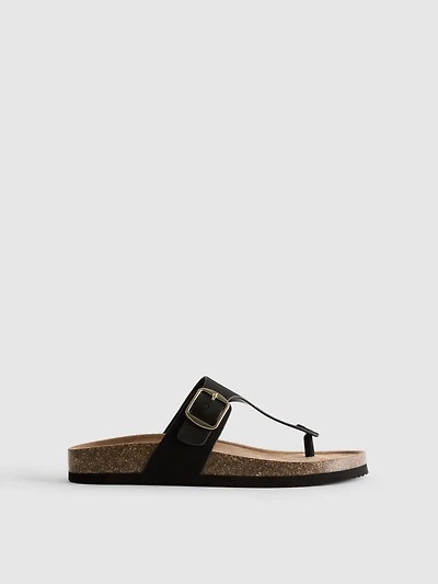 T-Bar Buckle Mule Sandals