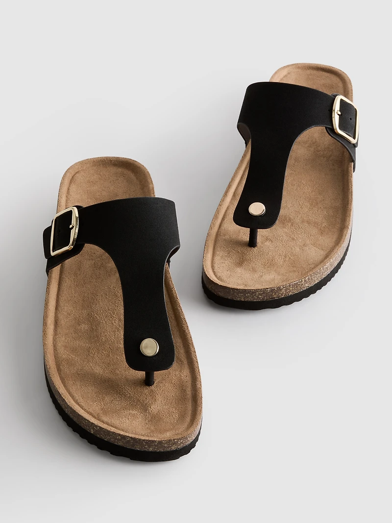 T-Bar Buckle Mule Sandals