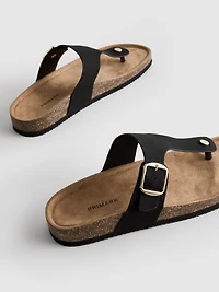 T-Bar Buckle Mule Sandals