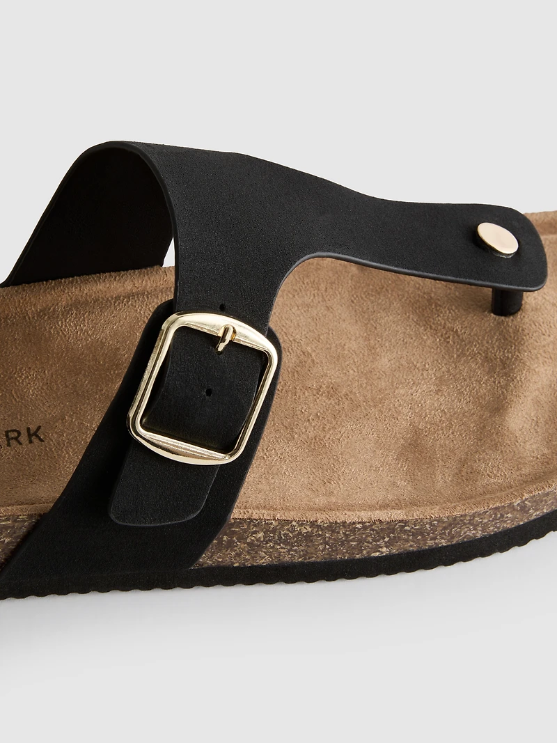 T-Bar Buckle Mule Sandals