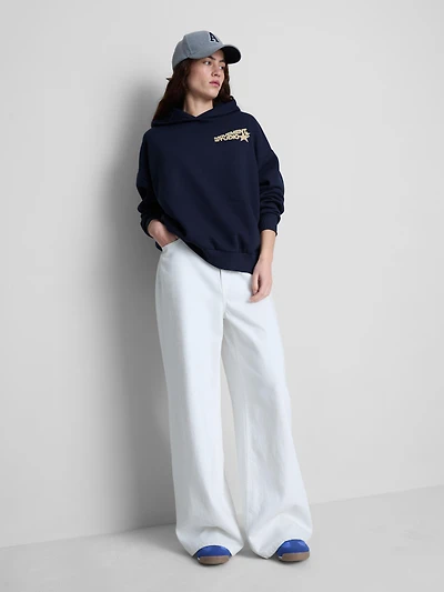 Women's Navy Cotton Blend Oversized Star Hoodie