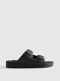Double Buckle-Strap Mule Sandals