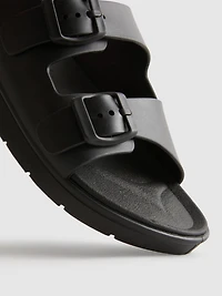 Double Buckle-Strap Mule Sandals