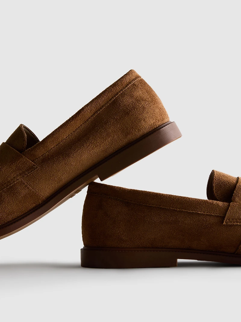 Faux Suede Penny Loafers