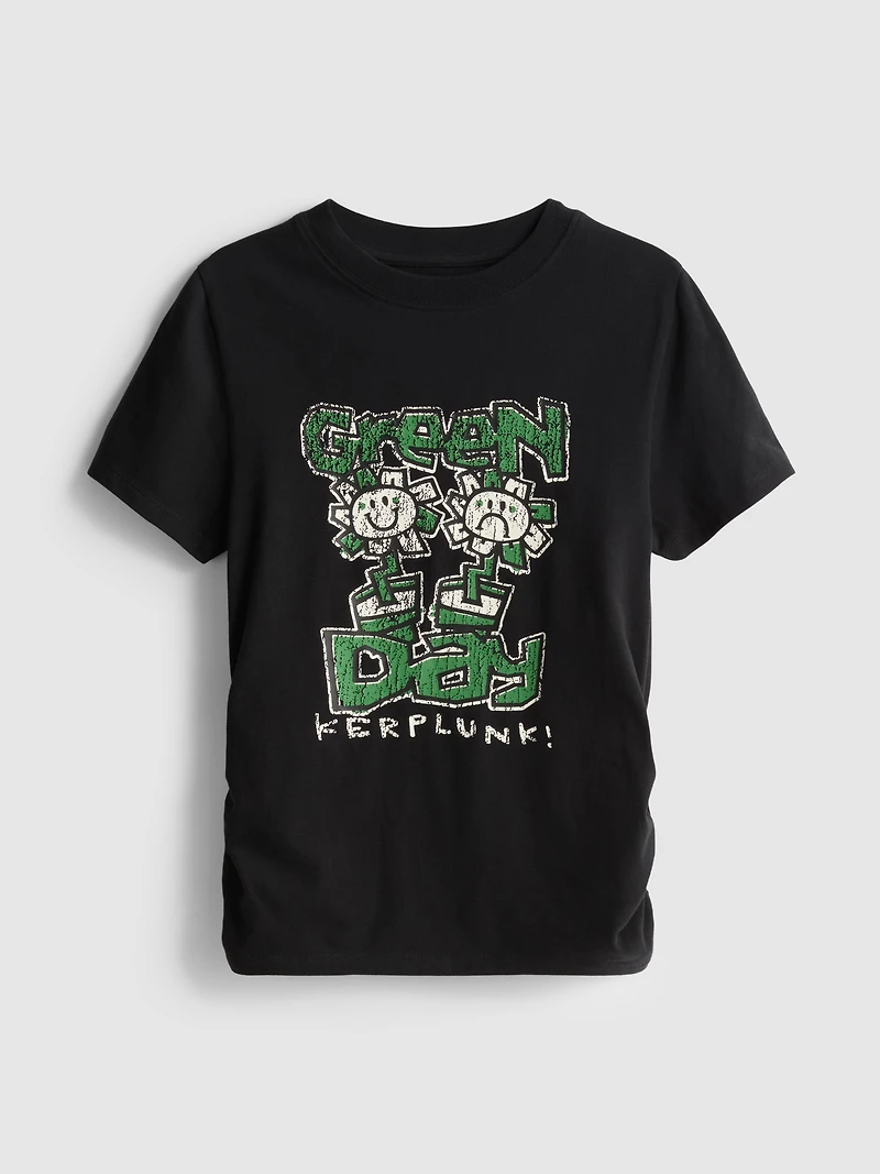 Cotton Rich Green Day Ruched Baby Tee