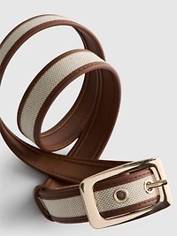 Faux Leather Canvas Buckle Belt
