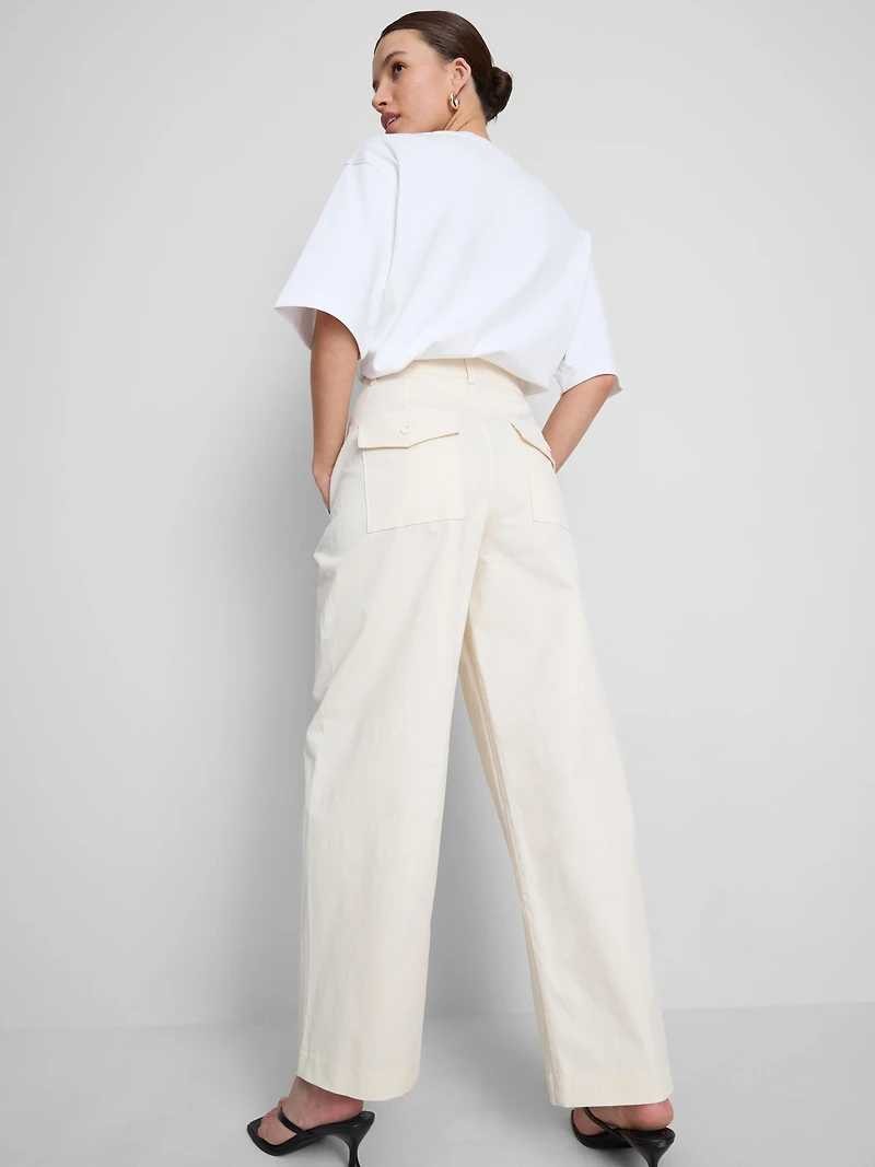 Cotton-Rich Barrel-Leg Utility Pants