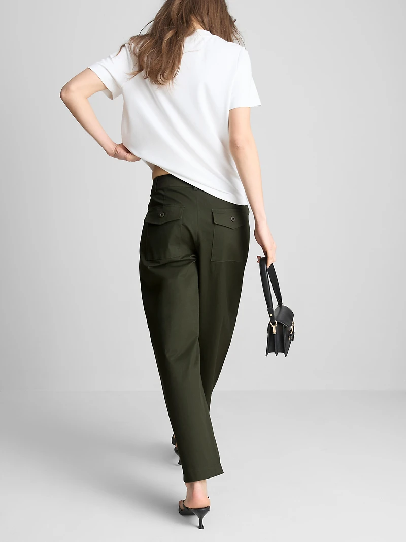 Cotton-Rich Barrel-Leg Utility Pants