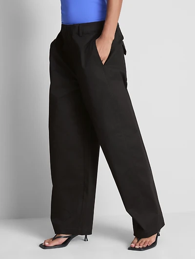 Cotton-Rich Barrel-Leg Utility Pants