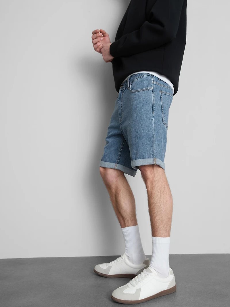 Mid-Rise Skinny Denim Shorts