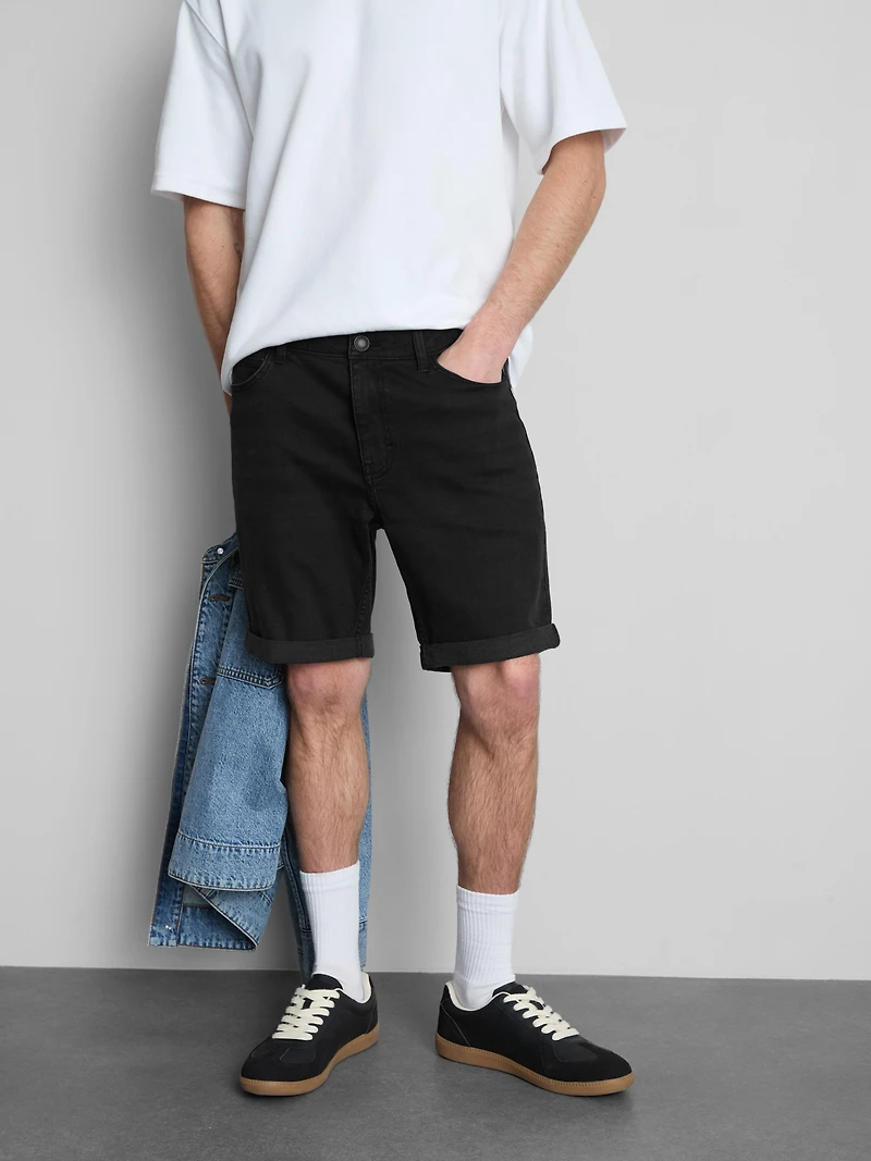 Mid-Rise Skinny Denim Shorts