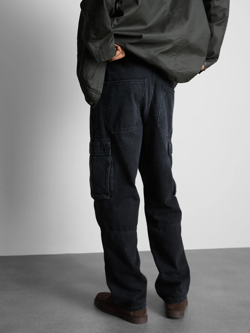 Mid-Rise Loose Cargo Jeans