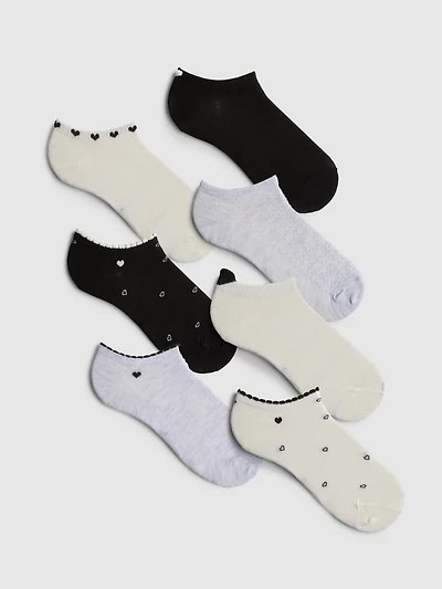 7pk Heart Sneaker Socks