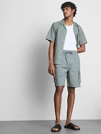 Linen-Blend Cargo Shorts