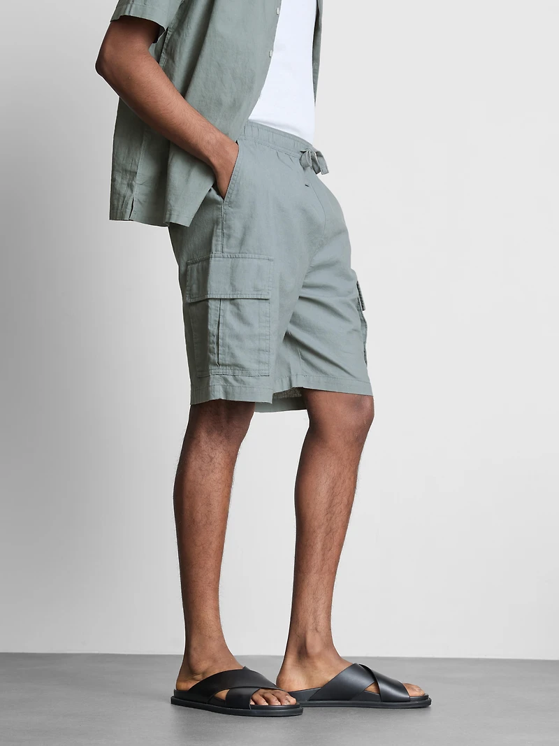 Linen-Blend Cargo Shorts