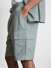 Linen-Blend Cargo Shorts