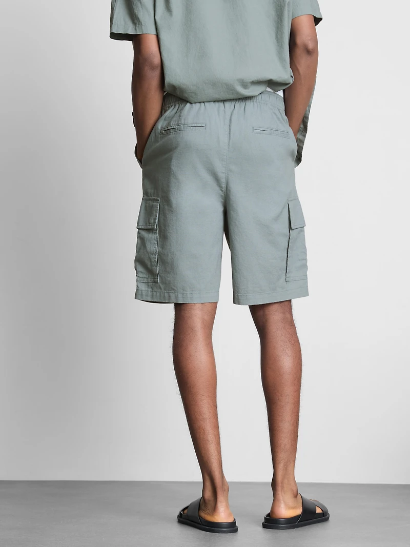 Linen-Blend Cargo Shorts