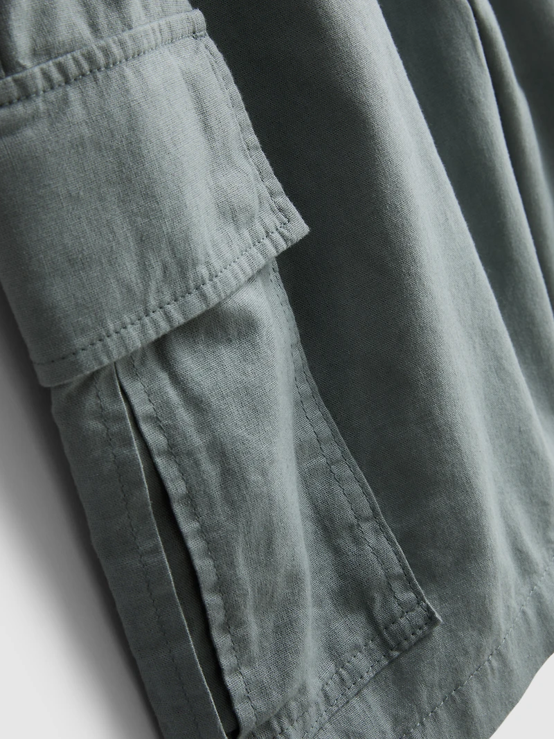 Linen-Blend Cargo Shorts