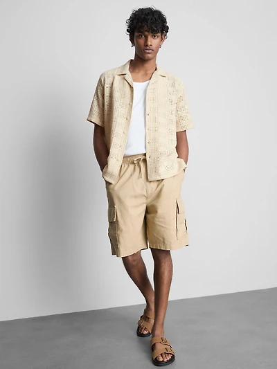 Linen-Blend Cargo Shorts