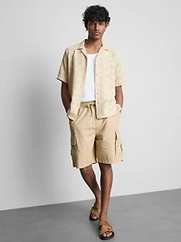 Linen-Blend Cargo Shorts